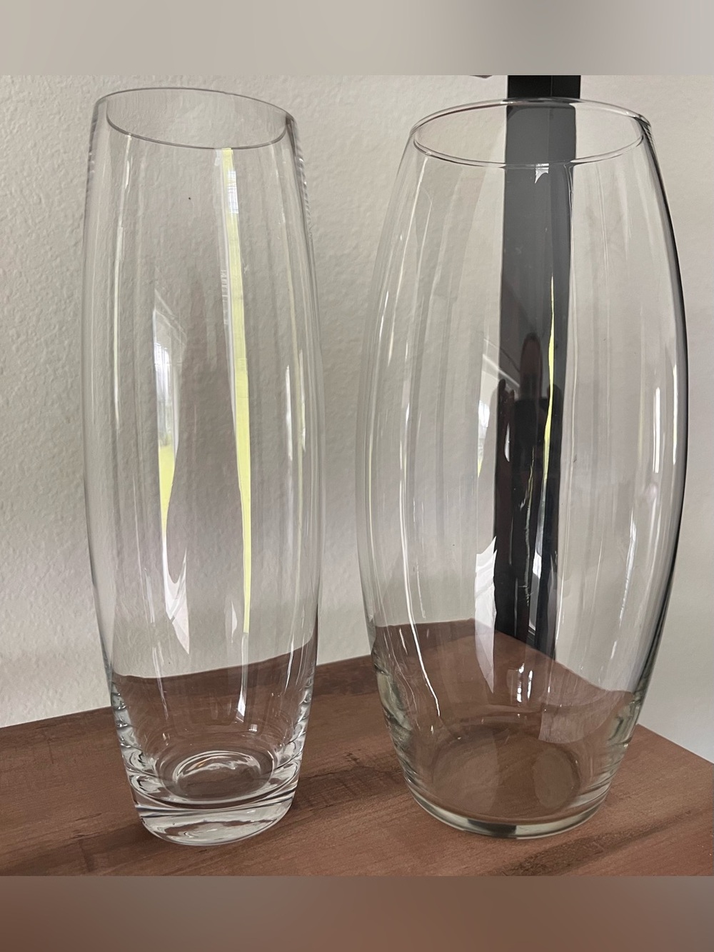 Clear Glass Decorative Display Vases - Set of (2) Tall Floral Home Decor